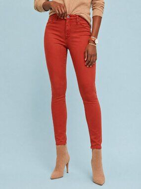 NWT Anthro AG Abbey High Rise Sateen Burnt Orange Skinny Ankle Stretch Jeans 26